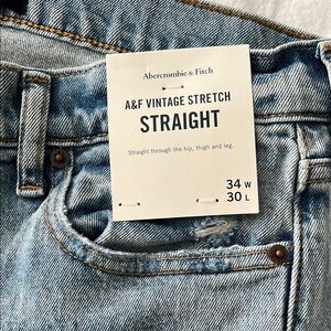 Abercrombie & Fitch Vintage Stretch Straight Light Blue Jeans 34W x 30L Men’s